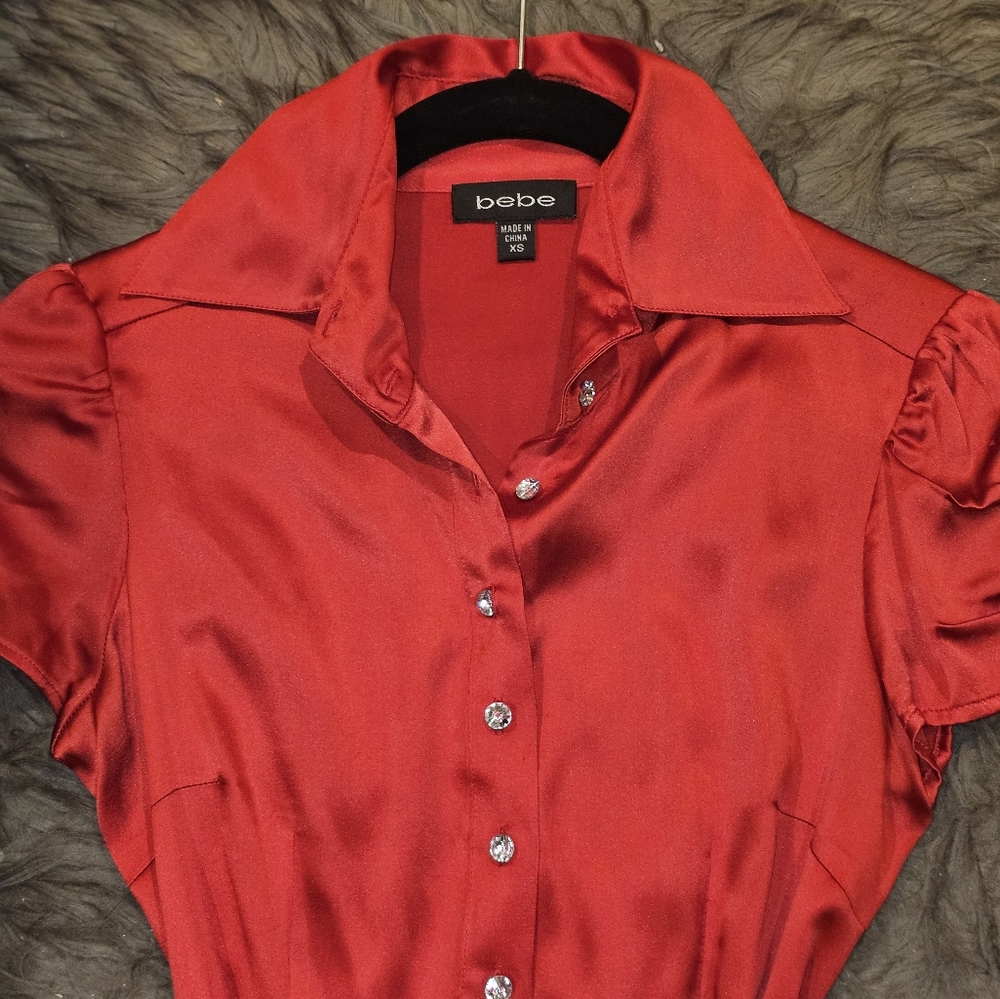 Bebe red blouse. - Picture 2 of 3